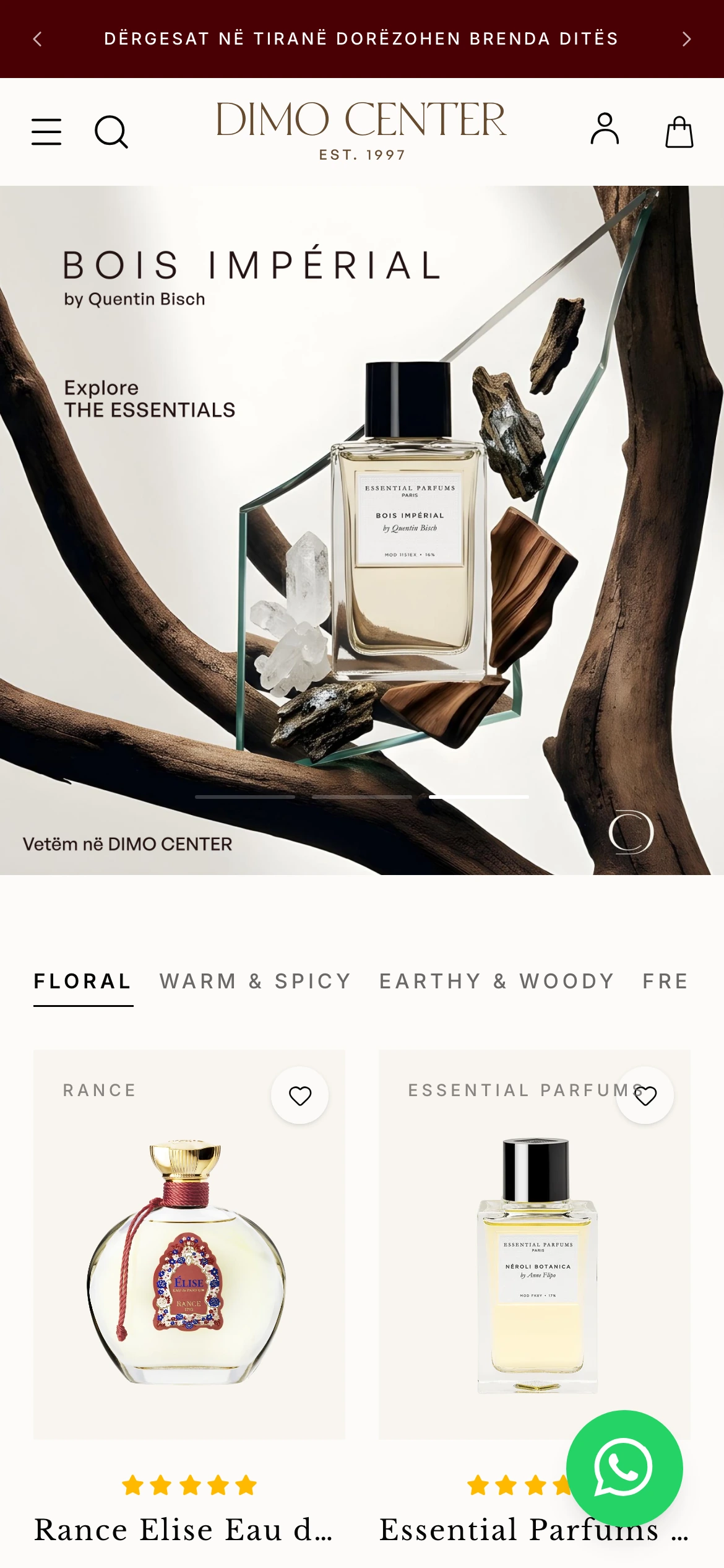 Dimo Center, mobile website view